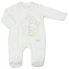 N14636: Baby Unisex Embossed Velour All In One (0-9 Months)